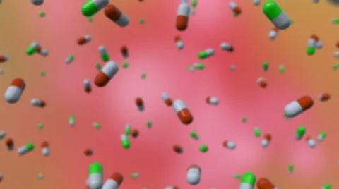 Flying in space capsules of antibiotics Stock Footage 58947440