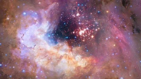 Flying In Space Nebula 4K through a star field. For scientific films and Stock Footage 120063142