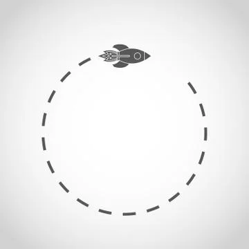 Flying space rocket in flat design. Vector illustration. Stock Illustration