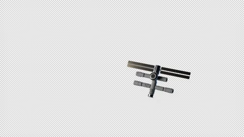 Flying space station in space. space technology concept. video has an alpha c Stock Footage 196089194