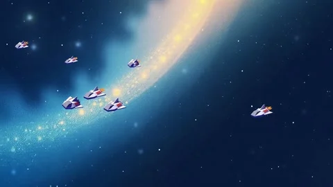 Flying Spacecraft in a Starfield Stock Footage 306206347
