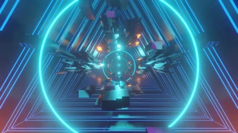 Flying into spaceship tunnel, sci-fi spaceship corridor. Futuristic technology Видео 194714824