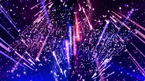 Flying sparkling and shiny particles, falling blue and pink glowing, abstract Stock Footage 309790294