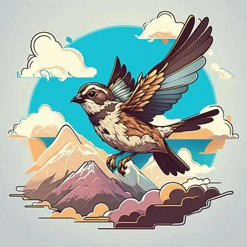 The flying sparrow Stock Illustration