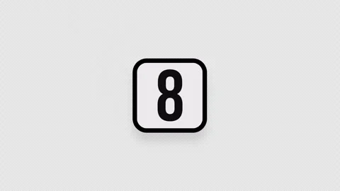 Flying square number eight stickers Stock Footage 253375459