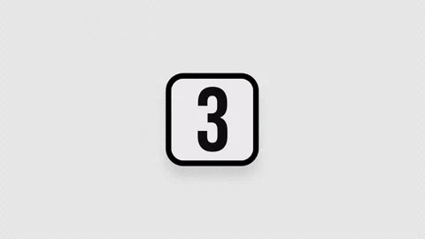 Flying square number three stickers Stock Footage 253375408