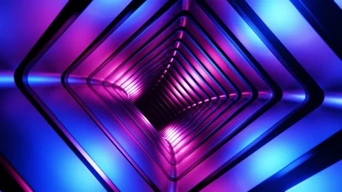 Flying in a square-shaped tunnel. Infinitely looped animation. Stock Footage 192403802