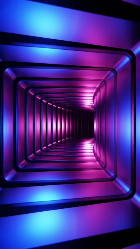 Flying in a square-shaped tunnel. Vertical looped video Stock Footage 229459727