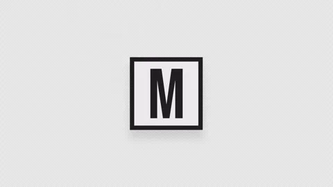 A flying square sticker with the letter M Stock Footage 255709490