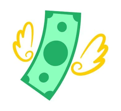 Flying stack of money, money spending, cashless society concept, money simp.. Stock-Illustration