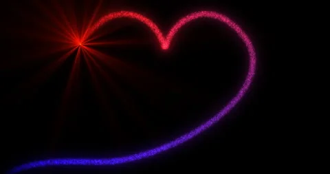 A flying star with a trail of red and blue particles drawing a heart Stock Footage 260626006