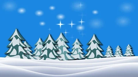 Flying stars in the winter forest Video stock 83428760