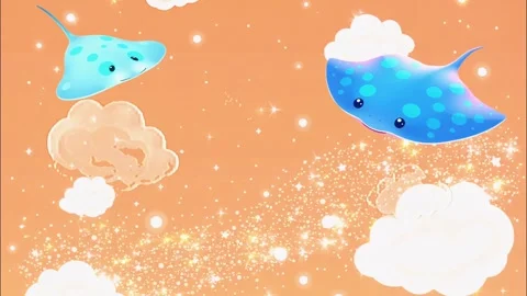 Flying Stingrays in the Sky with Clouds Stock Footage 301668426