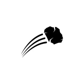 Flying Stone Rock, Asteroid, Meteorite Solid Flat Vector Icon Isolated on Whi Ilustração Stock