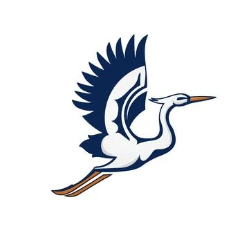 Flying stork simple vector silhouette Stock Illustration