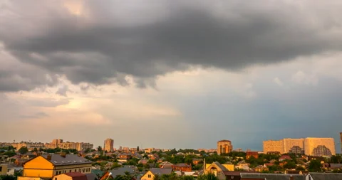 Flying storm clouds at sunset Stock Footage 112180722