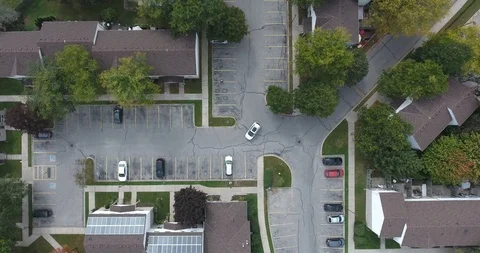 Flying Straight Up Over Townhouse Complex Stock Footage 95809687