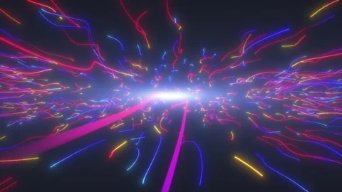 A flying stream of multi-colored twisting lines 스톡 동영상 248978677