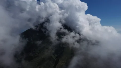 Flying into the Stromboli's white volcanic clouds Stock Footage 120842005