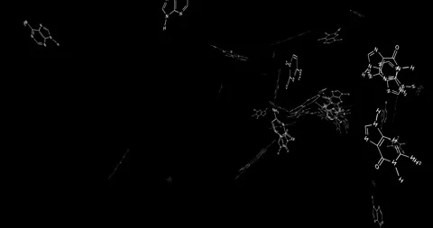 Flying structural formulas of nitrogenous bases, components of DNA Stock-Footage 312231983