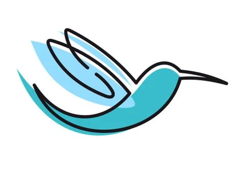 Flying stylized humming bird Stock Illustration