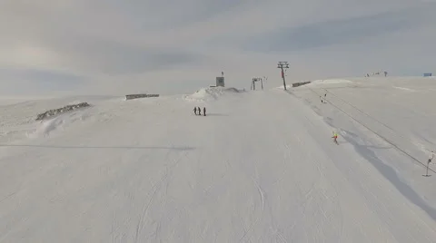 Flying to the summit. Ski resort. Stock Footage 59591260