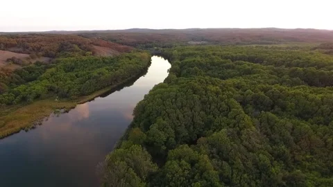 Flying sunset over the river 4 Stock Footage 169050612