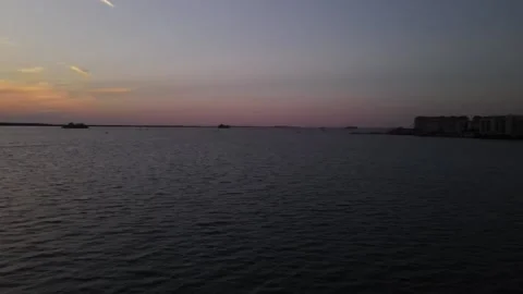 Flying Sunset Over Water Video stock 155080531