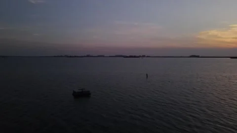 Flying Sunset Over Water Video stock 155080554