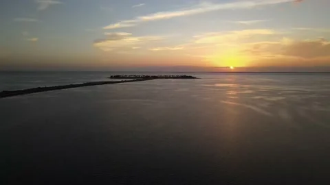 Flying Sunset Over Water Video stock 155080831