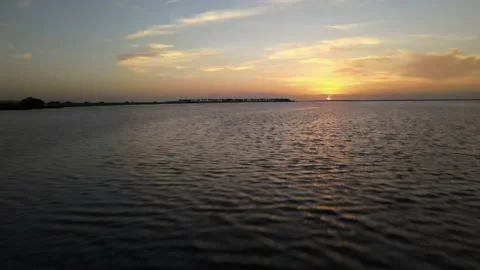 Flying Sunset Over Water Video stock 155080893
