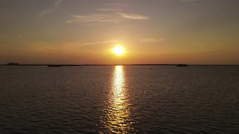 Flying Sunset Over Water Video stock 155080915