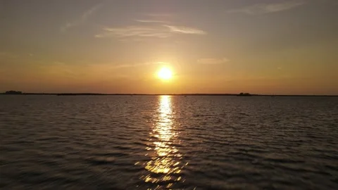 Flying Sunset Over Water Video stock 155080918