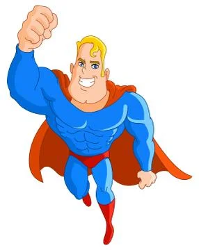 Flying super hero Stock Illustration