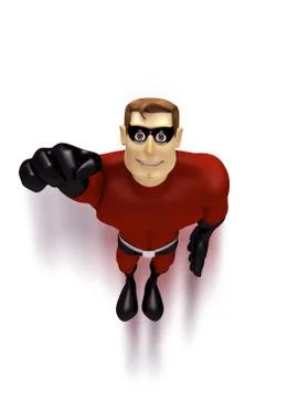 Flying Superhero Stock Illustration