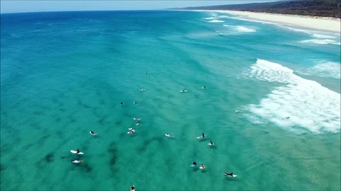 Flying to surfers in Australia Stock Footage