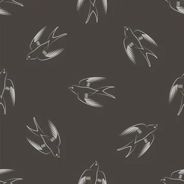 Flying Swallow Animal Seamless Pattern Flying Swallow Animal Seamless Patt... Fotos de archivo