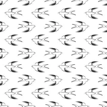 Flying Swallow Bird Seamless Pattern Flying Swallow Animal Seamless Patter... Stock Photos