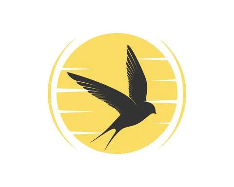 Flying swallow in the sunset vector illustration Stock Illustration