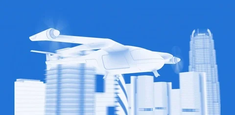 Flying Taxy Drone Blueprint Stock Footage 82777096