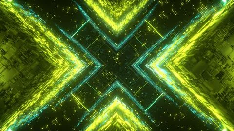 Flying in technological cyber space. Sci-fi spaceship tunnel. Futuristic Illustrazione stock