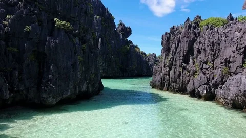 Flying though the cliffs of the Phillipines Stock Footage 81244582