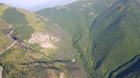 Flying on a throne in the Caucasus mountains Stock Footage 162056413