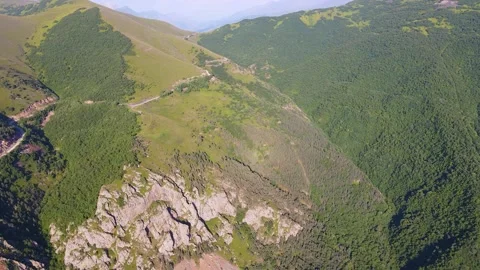 Flying on a throne in the Caucasus mountains Stock Footage 162056531
