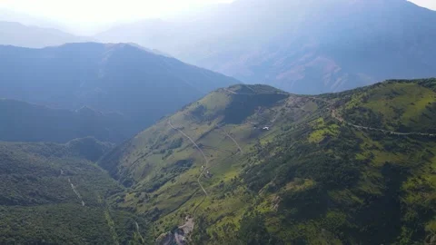Flying on a throne in the Caucasus mountains Stock Footage 162056560