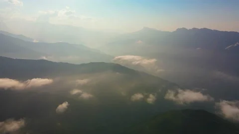 Flying on a throne in the Caucasus mountains Stock Footage 162056593