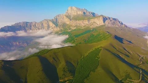 Flying on a throne in the Caucasus mountains Stock Footage 162056668