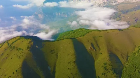 Flying on a throne in the Caucasus mountains Stock Footage 162056670