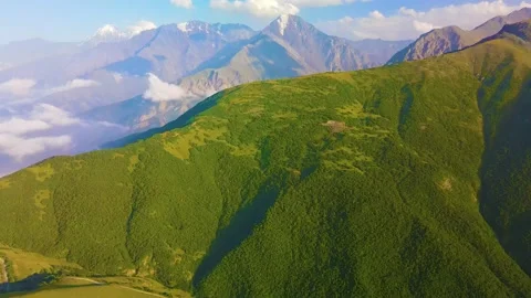 Flying on a throne in the Caucasus mountains Stock Footage 162056977