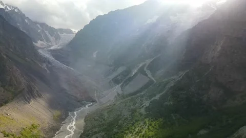 Flying on a throne in the Caucasus mountains Stock Footage 162057470